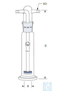 Gaswasflaschenaufsatz, Platte Ø 25, Kern NS 29/32, Por. 1, Robu®...